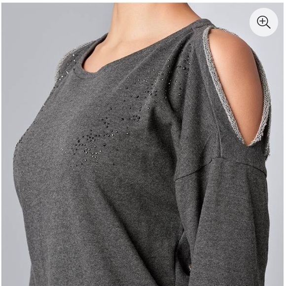 Long Sleeves unique Detail Sweatshirt size XS ( it’s roomy) Gray color NWT - Picture 4 of 6